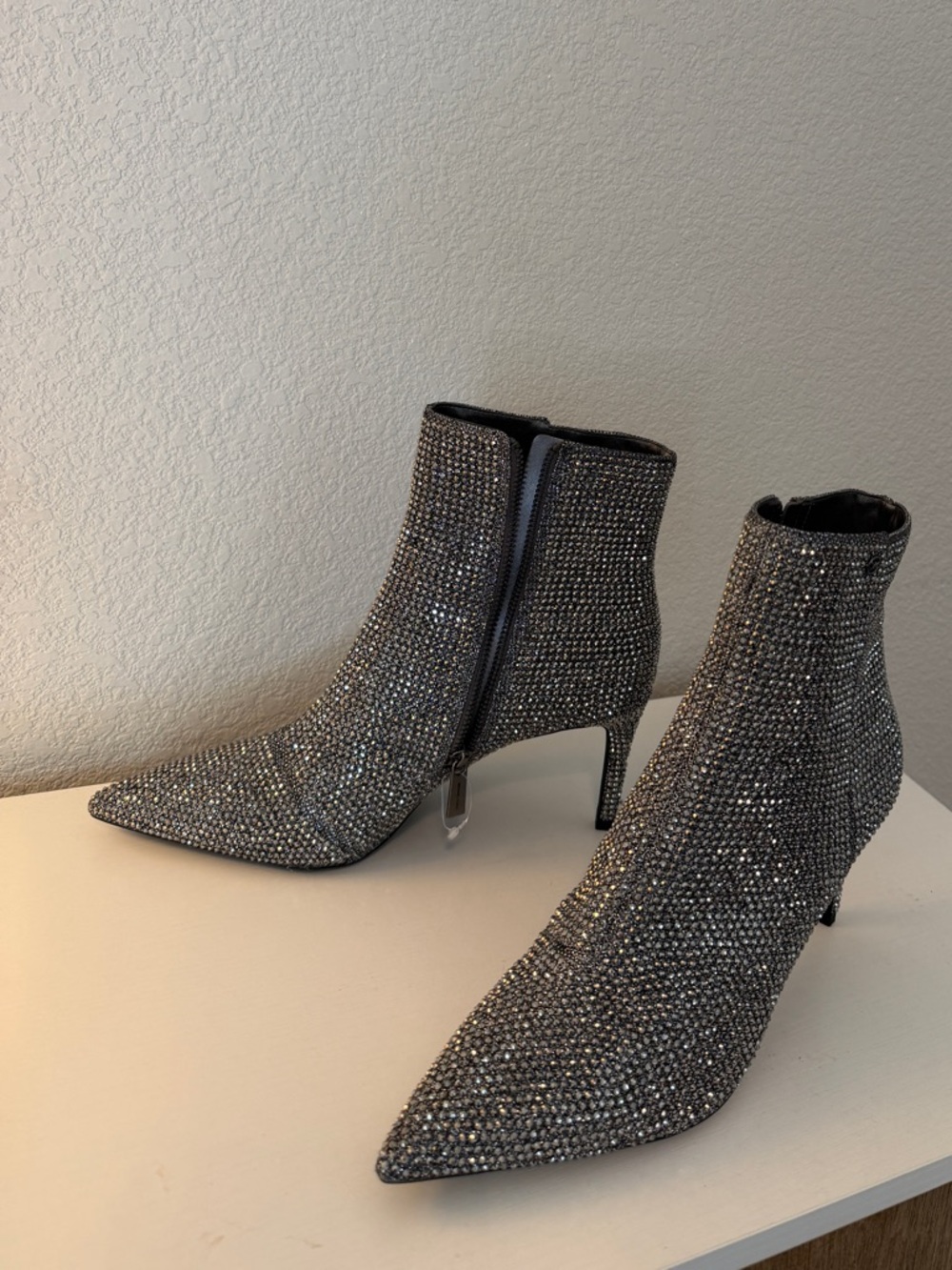 Michael Kors Silver Crystal-Embellished Ankle Booties